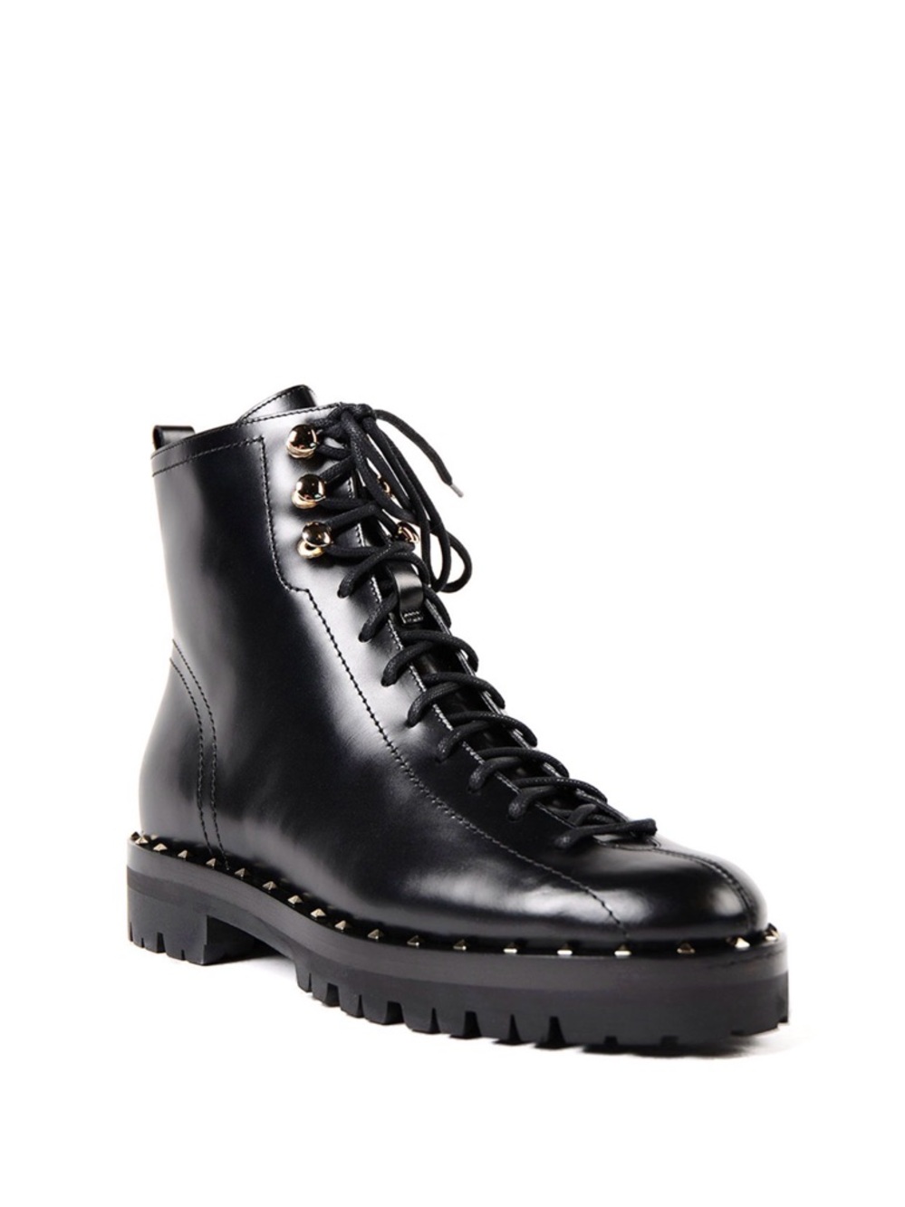 VALENTINO GARAVANI Soul Rockstud leather Combat Boots Lace Up - Women(Size: 9.5)